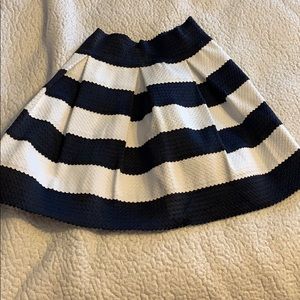 Navy blue and white striped skirt